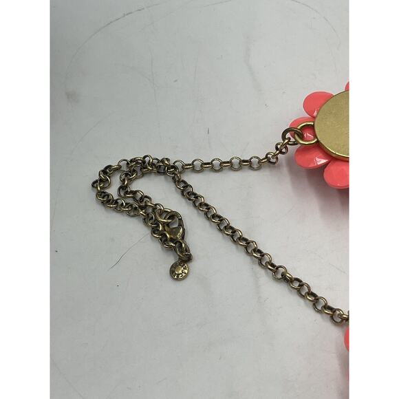 J. Crew Acrylic Rhinestone 3D Coral Pink Flower Statement Necklace - Picture 6 of 12